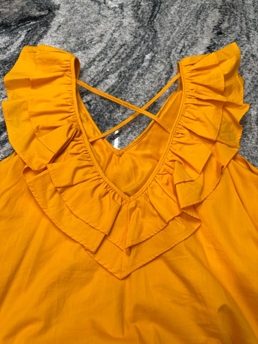 NWOT Maeve Sunrise Ruffle V-Neck Mini Dress - Yellow L - Picture 10 of 13